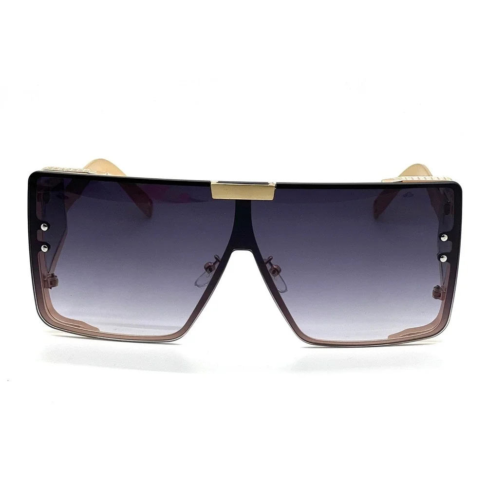 Shield Sunglasses Gold Frame Oversized Fashion Designer Sun Glasses Trendy Gafas